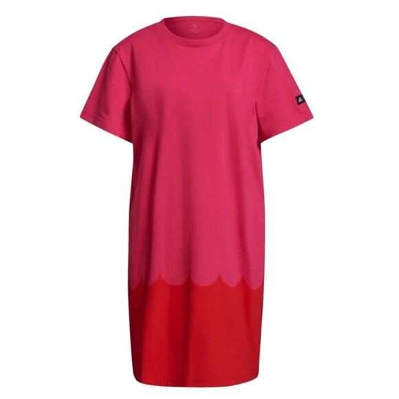 Adidas X Marimekko Tee T-Shirt Dress Sport Athletic Magenta/Red Womens Large - Picture 1 of 7